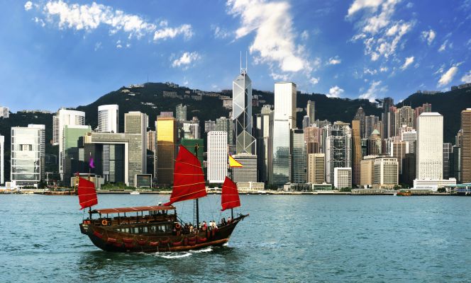 Vista del Puerto de Victoria, en Hong Kong.