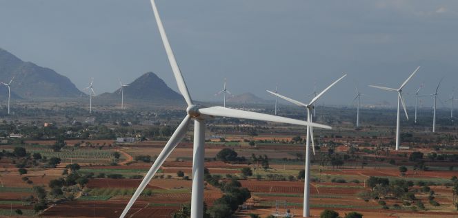 Parque eólico en India promovido por Gamesa, que hoy cede cerca de un 7% en Bolsa.