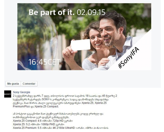 Se filtran las tres versiones que tendrá el Sony Xperia Z5