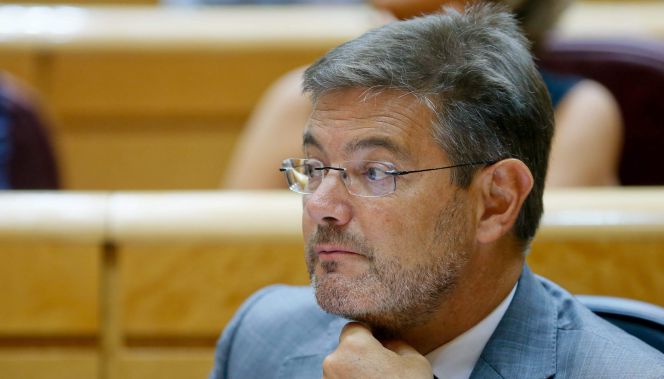 El ministro de Justicia, Rafael Catalá durante su intervención en el Senado donde esta tarde se celebra la sesión de control al Gobierno