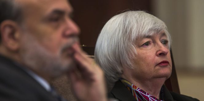 El ex presidente de la Fed de EEUU, Ben Bernanke, y la actual presidenta, Janet Yellen.