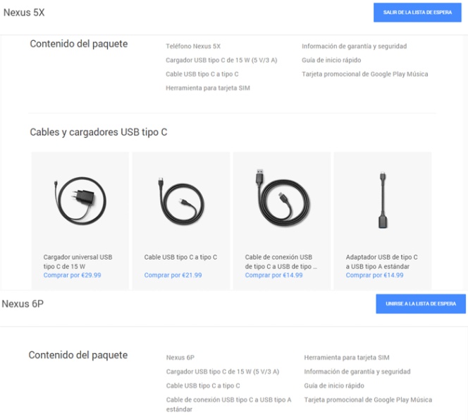 El Nexus 5X no incluye el cable para conectarlo al ordenador