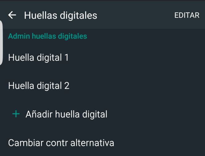 Opciones huella en Samsung Galaxy