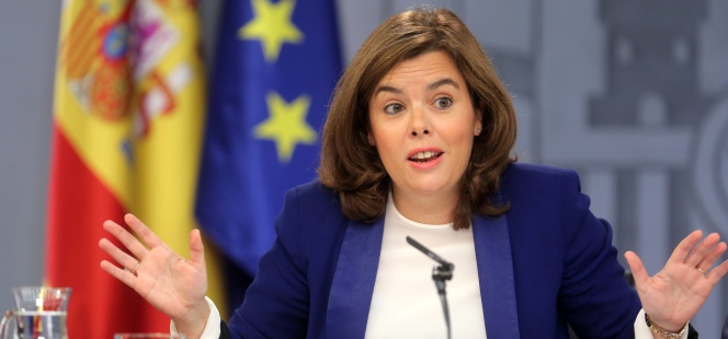 Soraya Sáenz de Santamaría en la rueda de prensa del Consejo de Ministros del pasado día 9 de octubre