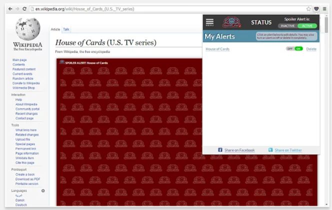Extensión Chrome Spolier Alert