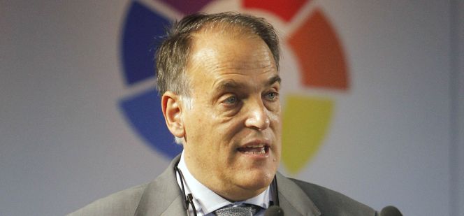 El presidente de la Liga de Fútbol Profesional de España (LFP), Javier Tebas.