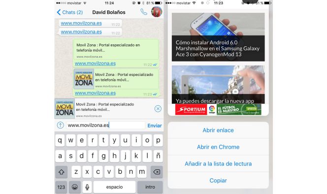 WhatsApp para iPhone ya muestra la vista previa de los enlaces
