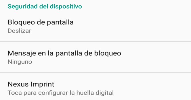 Apartado Imprint en Android 6.0