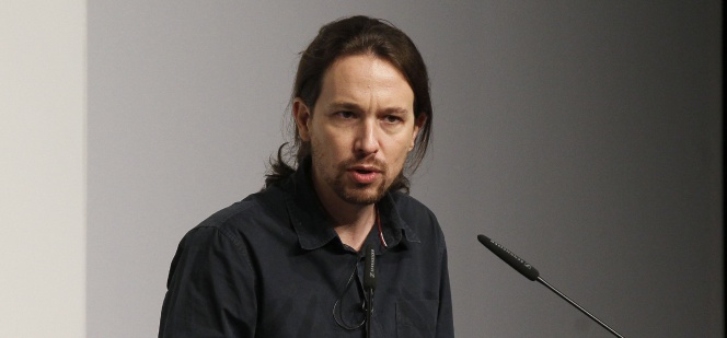 El líder de Podemos, Pablo Iglesias, durante su intervención en el foro informativo organizado por el diario 'El Mundo'.