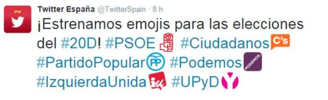 Twitter introduce los emoticonos de partidos políticos para el 20D