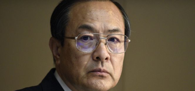 El presidente de Toshiba Corp., Masashi Muromachi, en una rueda de prensa celebrada en la sede de la compañía en Tokio (Japón).