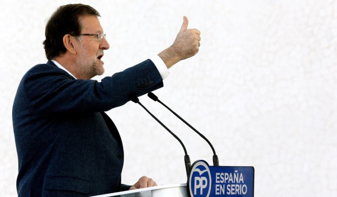 El presidente del Gobierno y del PP, Mariano Rajoy, durante el acto de presentación del programa electoral del PP para las elecciones del 20 de diciembre en Valencia