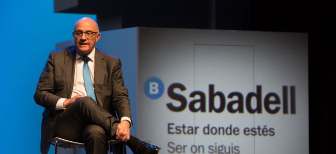 Josep Oliu, presidente de Banco Sabadell, en la convención de directivos