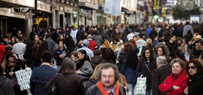 Vista de una céntrica calle comercial de Madrid.