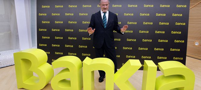 Rodrigo Rato, expresidente de Bankia, en el acto de presentación de la marca, en 2011.