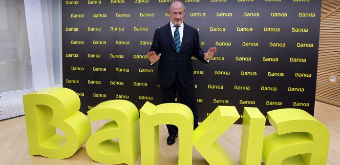 Rodrigo Rato, en la presentación de la fusión de cajas.
