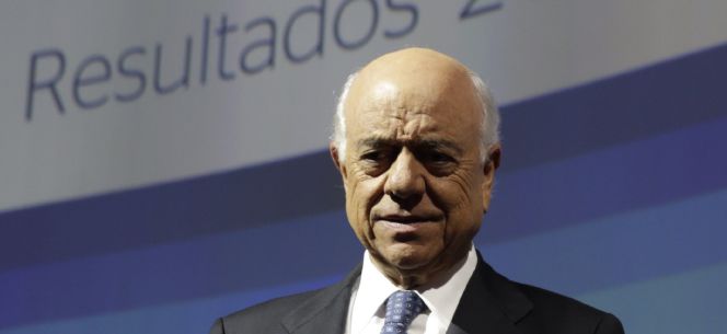 El presidente del BBVA, Francisco González, poco antes de la rueda de prensa en la sede central del banco para presentar los resultados de la entidad.