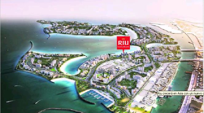 Maqueta de las futuras Deira Islands, que acogerán el hotel de Riu en Dubai.