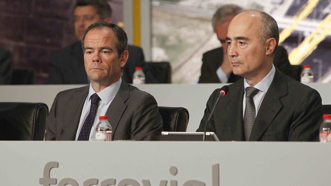 El consejero delegado de Ferrovial, Íñigo Meirás, junto al presidente de la compañía, Rafael del Pino. P. Monge
