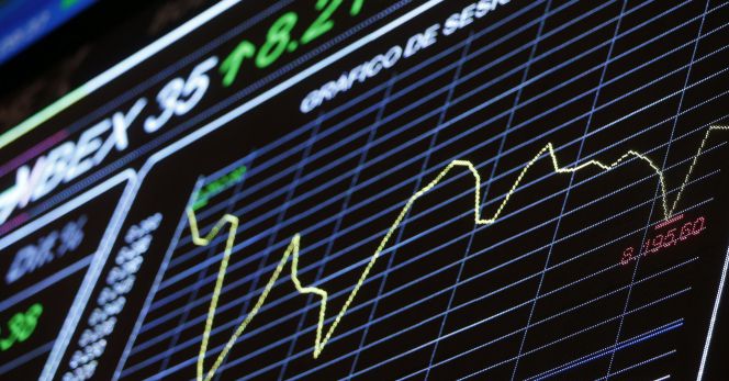 Panel de principal indicador de la Bolsa española, el IBEX 35.