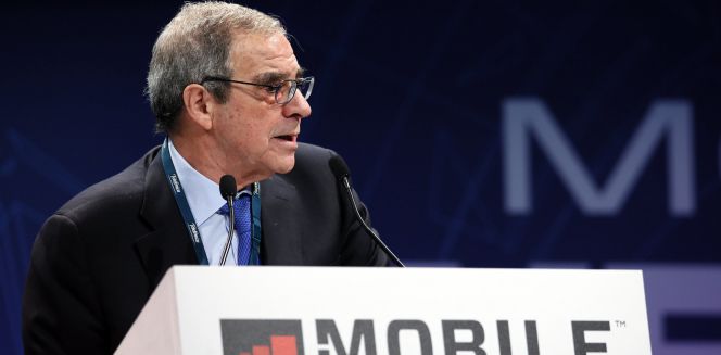 Cesar Alierta, , presidente de Telefónica, ayer en el Mobile World Congress en Barcelona