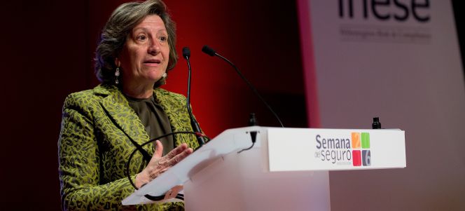 Pilar González de Frutos, presidenta de Unespa, en la inauguración de la Semana del Seguro.