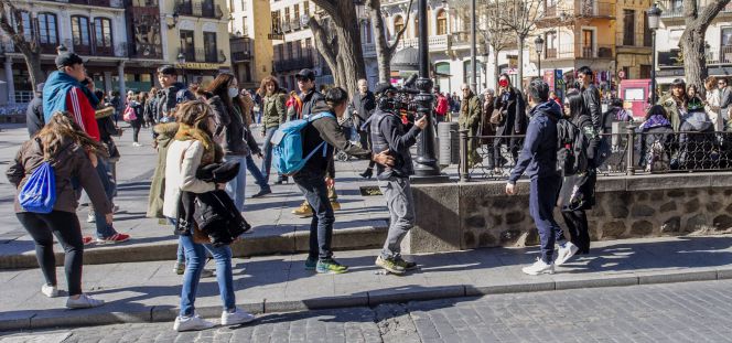 Grupo de turistas en Madrid.