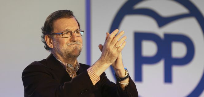 El presidente del PP y del Gobierno en funciones, Mariano Rajoy, durante su intervención en un acto del partido en Salamanca.