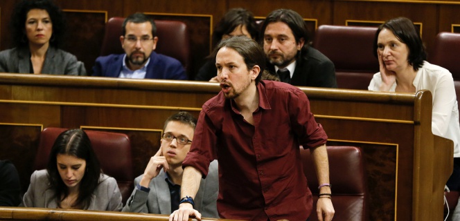 El líder de Podemos, Pablo Iglesias, en el Congreso de los Diputados.