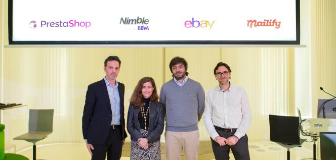 Paul de Fombelle, director de desarrollo de Mailify; Susana Voces, directora general de eBay España; Álvaro Morón, responsable de Nimbles Payment de BBVA, y Vertrand Amaraggi, director general de PrestaShop España.