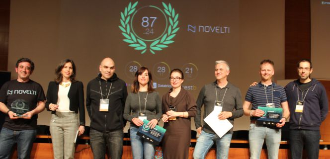 Los participantes de la batalla de startups, ayer en Valencia. A la izquierda, Marco Laucelli, cofundador de Novelti.