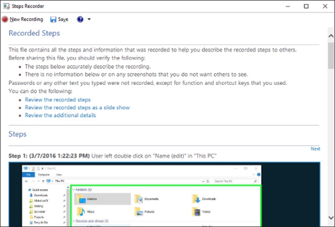 Cómo grabar todos los pasos que das en Windows 10 para reportar un fallo o un problema