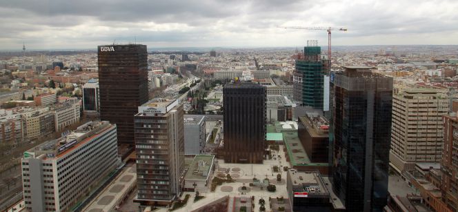 Vista del eje de la Castellana en Madrid, donde están ubicadas numerosas grandes empresas.