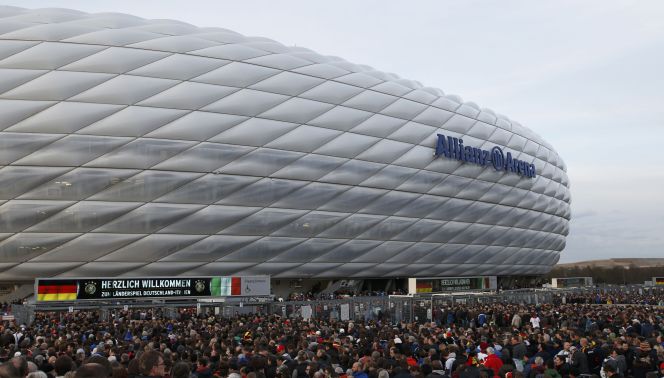 Exteriores del Allianz Arena de Múnich, donde jugará elAtlético de Madrid el 3 de mayo ante el Bayern.