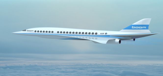 Modelo del avión Boom, diseñado por Boom Technology.