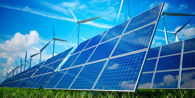 Planta eólica y solar.