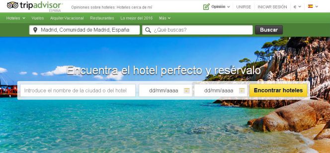 Página web de TripAdvisor.