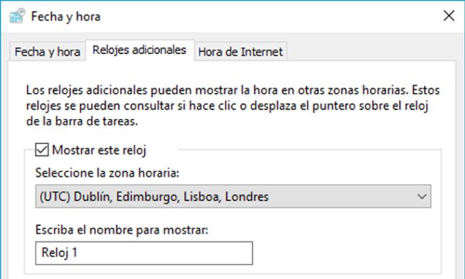 Cómo ver varias zonas horarias en el reloj de Windows 10