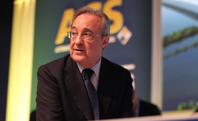 Florentino Pérez, presidente d eACS, durante la junta del grupo celebrada la semana pasada en Madrid.