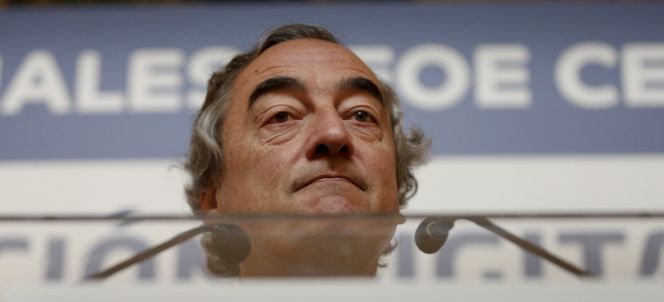 El presidente de la CEOE, Juan Rosell, durante su intervención tras la conferencia "La transformación digital de la economía española", pronunciada por el presidente de Indra, Fernando Abril-Martorell, esta mañana en Madrid. EFEJuan Carlos Hidalgo