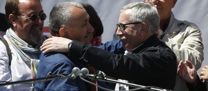 Los secretarios generales de UGT y CC OO, Pepe Álvarez e Ignacio Fernández Toxo.