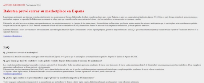 Rakuten cierra su tienda online en España
