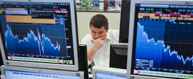 Vista de las oficinas de Ahorro Corporación, grupo de servicios financieros encargado de la subasta de bonos y letras del Tesoro Público español.
