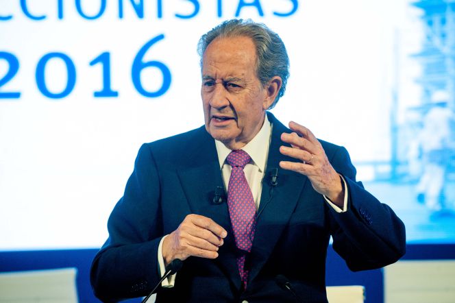 Juan Miguel Villar Mir, presidente de OHL, esta mañana en la junta de accionistas del grupo de infraestructuras.