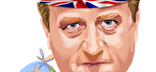 Caricatura del primer ministro británico, David Cameron.