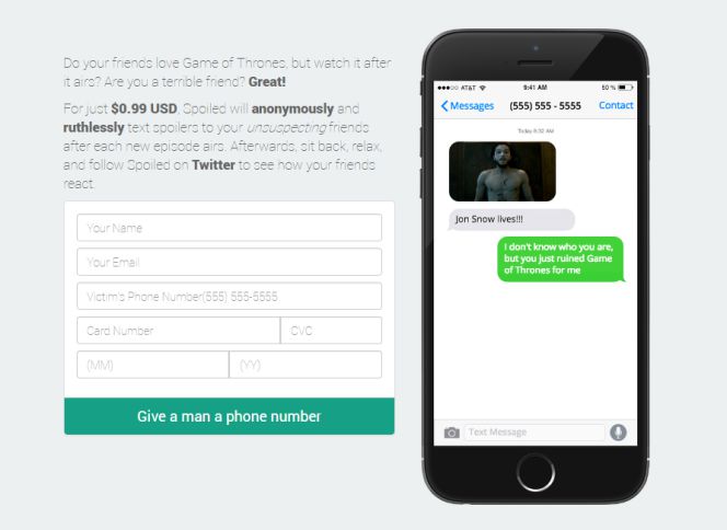 Spoiled, un servicio para 'spoilear' a los seguidores de Juego de Tronos de forma anónima