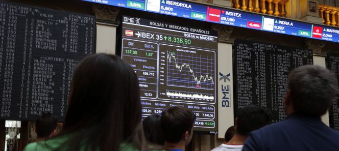 Panel informativo de la Bolsa de España