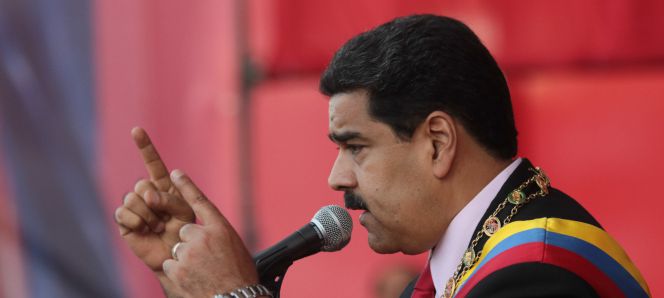 El presidente venezolano Nicolás Maduro pronunciando un discurso.