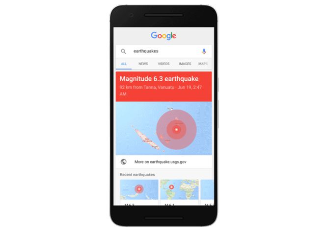 Google ahora informa sobre terremotos en todo el mundo