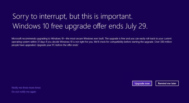 Ultimátum a los usuarios de Windows 7 y 8 para conseguir Windows 10 gratis